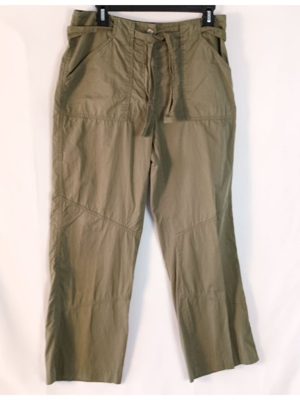 Chico's Green High Rise Straight Leg Pants Belted Women's Size M 10 - Picture 4 of 8